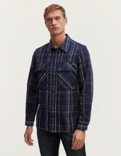 Denham STATE OVERSHIRT Indigo Check Cotton
