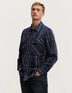 Denham STATE OVERSHIRT Indigo Check Cotton -Fusion Verkoop 01 23 07 40 041 row2 2
