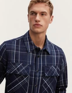Denham STATE OVERSHIRT Indigo Check Cotton -Fusion Verkoop 01 23 07 40 041 row4 1