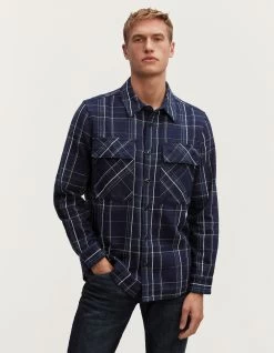Denham STATE OVERSHIRT Indigo Check Cotton -Fusion Verkoop 01 23 07 40 041 row4 2