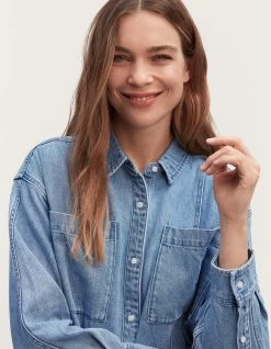 Denham OLIVIA 2 POCKET SHIRT Light Stonewash -Fusion Verkoop 02 23 07 43 010 row4 1